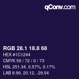 Color code: RGB 28.1 18.8 68 | qconv.com