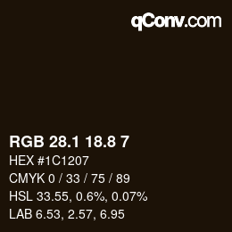 Color code: RGB 28.1 18.8 7 | qconv.com