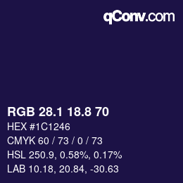 Color code: RGB 28.1 18.8 70 | qconv.com