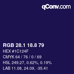 カラーコード: RGB 28.1 18.8 79 | qconv.com