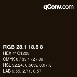 Código de color: RGB 28.1 18.8 8 | qconv.com