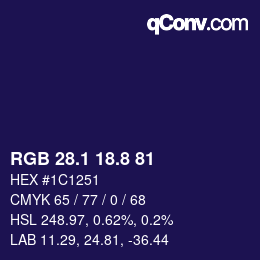 カラーコード: RGB 28.1 18.8 81 | qconv.com