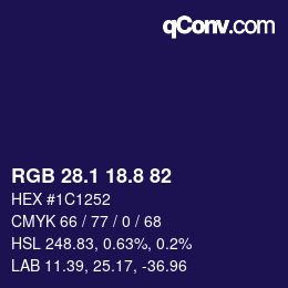 カラーコード: RGB 28.1 18.8 82 | qconv.com
