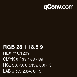 Color code: RGB 28.1 18.8 9 | qconv.com