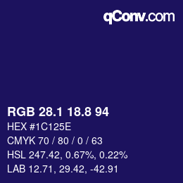 カラーコード: RGB 28.1 18.8 94 | qconv.com