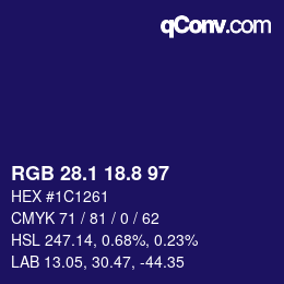 カラーコード: RGB 28.1 18.8 97 | qconv.com