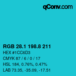 カラーコード: RGB 28.1 198.8 211 | qconv.com