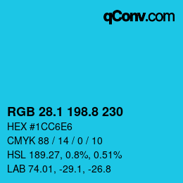 カラーコード: RGB 28.1 198.8 230 | qconv.com