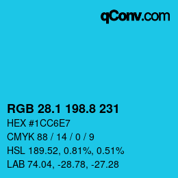 カラーコード: RGB 28.1 198.8 231 | qconv.com