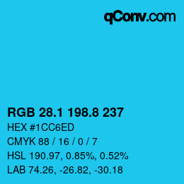 カラーコード: RGB 28.1 198.8 237 | qconv.com