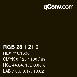 カラーコード: RGB 28.1 21 0 | qconv.com