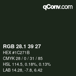 Color code: RGB 28.1 39 27 | qconv.com