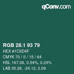 カラーコード: RGB 28.1 93 79 | qconv.com