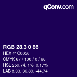 カラーコード: RGB 28.3 0 86 | qconv.com