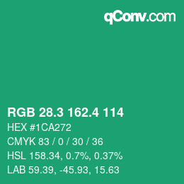 カラーコード: RGB 28.3 162.4 114 | qconv.com
