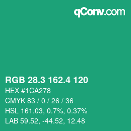 カラーコード: RGB 28.3 162.4 120 | qconv.com