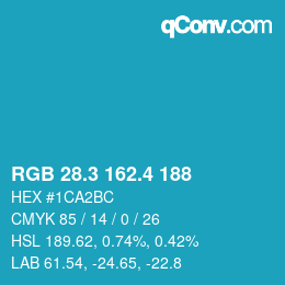 カラーコード: RGB 28.3 162.4 188 | qconv.com