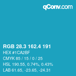 カラーコード: RGB 28.3 162.4 191 | qconv.com