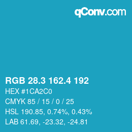 カラーコード: RGB 28.3 162.4 192 | qconv.com