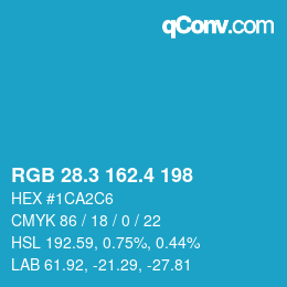 カラーコード: RGB 28.3 162.4 198 | qconv.com
