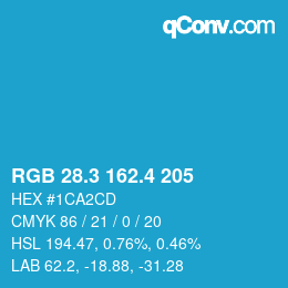 カラーコード: RGB 28.3 162.4 205 | qconv.com