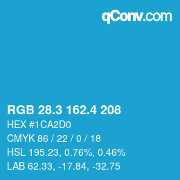 カラーコード: RGB 28.3 162.4 208 | qconv.com