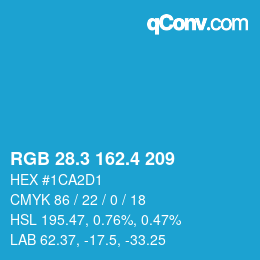 カラーコード: RGB 28.3 162.4 209 | qconv.com