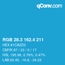 カラーコード: RGB 28.3 162.4 211 | qconv.com
