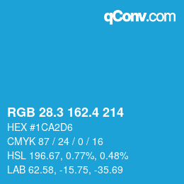 カラーコード: RGB 28.3 162.4 214 | qconv.com