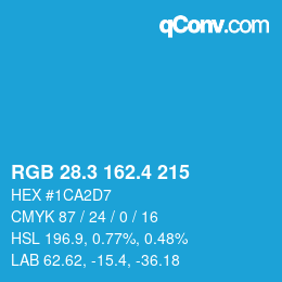 カラーコード: RGB 28.3 162.4 215 | qconv.com
