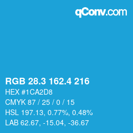 カラーコード: RGB 28.3 162.4 216 | qconv.com