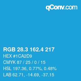 カラーコード: RGB 28.3 162.4 217 | qconv.com