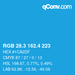 カラーコード: RGB 28.3 162.4 223 | qconv.com