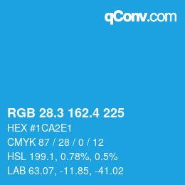 カラーコード: RGB 28.3 162.4 225 | qconv.com