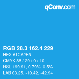 カラーコード: RGB 28.3 162.4 229 | qconv.com