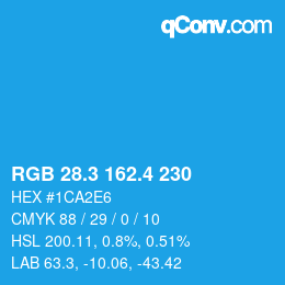 カラーコード: RGB 28.3 162.4 230 | qconv.com