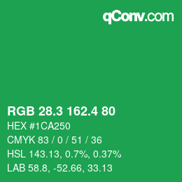 カラーコード: RGB 28.3 162.4 80 | qconv.com