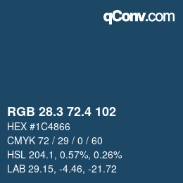 カラーコード: RGB 28.3 72.4 102 | qconv.com
