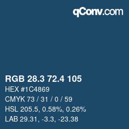 カラーコード: RGB 28.3 72.4 105 | qconv.com