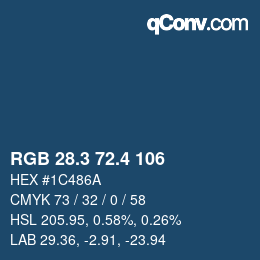 カラーコード: RGB 28.3 72.4 106 | qconv.com