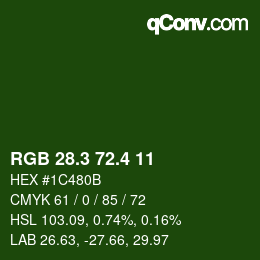 カラーコード: RGB 28.3 72.4 11 | qconv.com