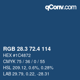 カラーコード: RGB 28.3 72.4 114 | qconv.com
