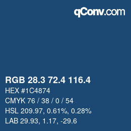 カラーコード: RGB 28.3 72.4 116.4 | qconv.com
