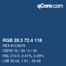 カラーコード: RGB 28.3 72.4 118 | qconv.com