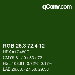 カラーコード: RGB 28.3 72.4 12 | qconv.com