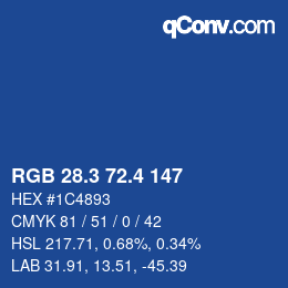 カラーコード: RGB 28.3 72.4 147 | qconv.com