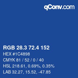 カラーコード: RGB 28.3 72.4 152 | qconv.com