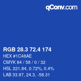 カラーコード: RGB 28.3 72.4 174 | qconv.com