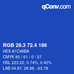 カラーコード: RGB 28.3 72.4 186 | qconv.com
