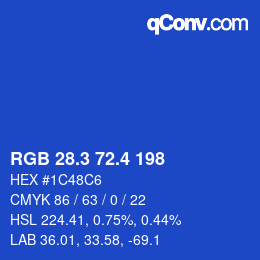 カラーコード: RGB 28.3 72.4 198 | qconv.com